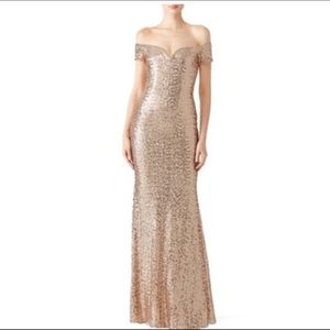 Badgley Mischka Blush/Rose Gold Sequin Gown
